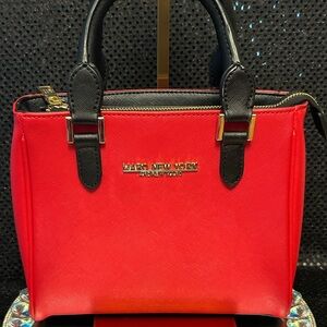 Marc New York Red and Black Saffiano Leather Tote